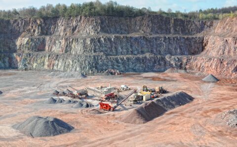 stone crusher in a quarry. mining industry.